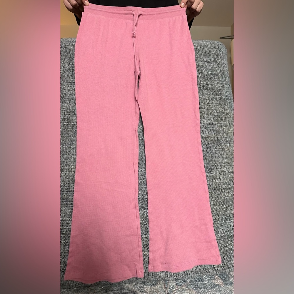 Raspberry Pink Sunday Best Aritzia Baby Waffle Pants, Flare, Large